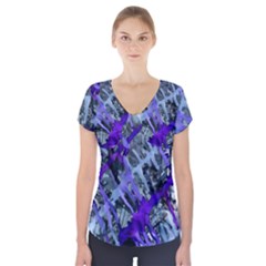 Violet Streak Short Sleeve Front Detail Top by CamelSheepCreations