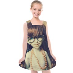 Red Braids Girl Old Kids  Cross Back Dress