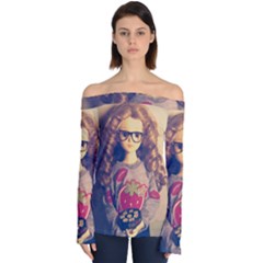 Eating Sushi Off Shoulder Long Sleeve Top