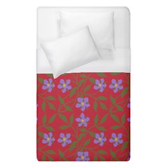 Red With Purple Flowers Duvet Cover (single Size)