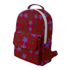 Red With Purple Flowers Flap Pocket Backpack (large)