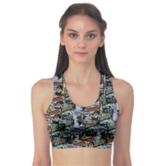 Comic Books Pattern Sports Bra by snowwhitegirl