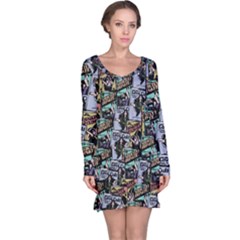 Comic Books Pattern Long Sleeve Nightdress