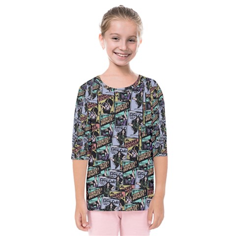 Comic Books Pattern Kids  Quarter Sleeve Raglan Tee by snowwhitegirl