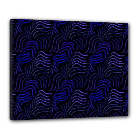 Blue & Black Waves Canvas 20  X 16  (stretched) by modernwhimsy