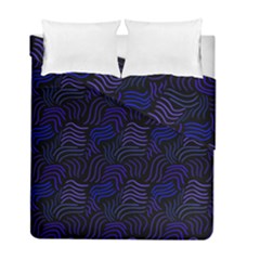 Blue & Black Waves Duvet Cover Double Side (full/ Double Size) by modernwhimsy