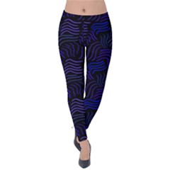 Blue & Black Waves Velvet Leggings