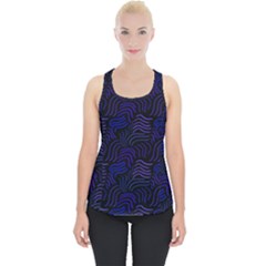 Blue & Black Waves Piece Up Tank Top