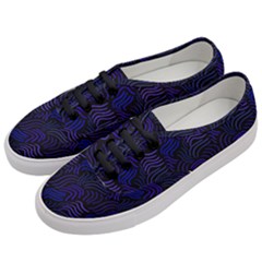 Blue & Black Waves Women s Classic Low Top Sneakers by modernwhimsy