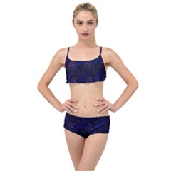 Blue & Black Waves Layered Top Bikini Set by modernwhimsy