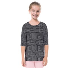 Gray Square Swirl Kids  Quarter Sleeve Raglan Tee