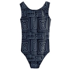 Gray Square Swirl Kids  Cut-Out Back One Piece Swimsuit