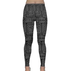 Gray Square Swirl Lightweight Velour Classic Yoga Leggings