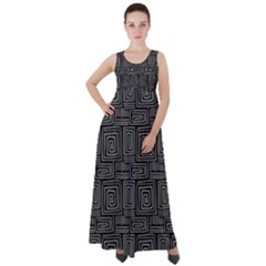 Gray Square Swirl Empire Waist Velour Maxi Dress