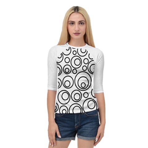 Abstract Black On White Circles Design Quarter Sleeve Raglan Tee by LoolyElzayat