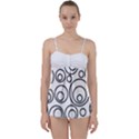 Abstract Black On White Circles Design Babydoll Tankini Set View1