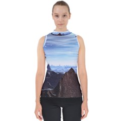 Planet Discover Fantasy World Mock Neck Shell Top