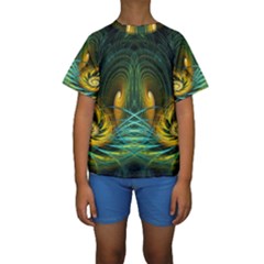 Fractal Jwildfire Scifi Kids  Short Sleeve Swimwear by Pakrebo