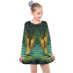 Fractal Jwildfire Scifi Kids  Long Sleeve Dress