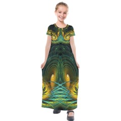 Fractal Jwildfire Scifi Kids  Short Sleeve Maxi Dress by Pakrebo