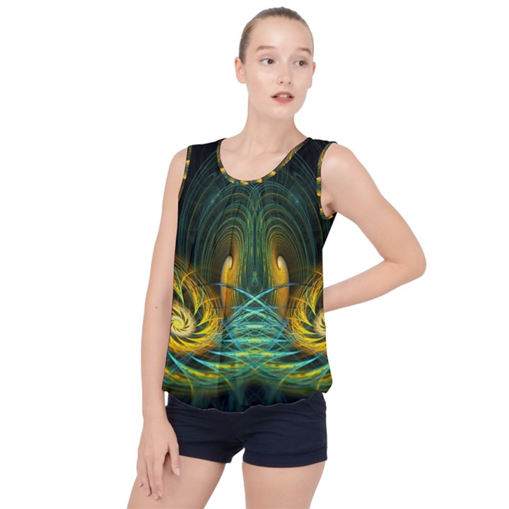 Fractal Jwildfire Scifi Bubble Hem Chiffon Tank Top