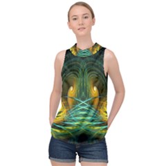 Fractal Jwildfire Scifi High Neck Satin Top by Pakrebo