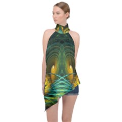 Fractal Jwildfire Scifi Halter Asymmetric Satin Top