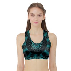 Ornament District Turquoise Sports Bra With Border by Pakrebo