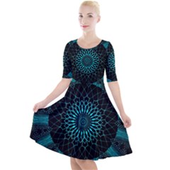 Ornament District Turquoise Quarter Sleeve A-line Dress by Pakrebo