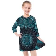 Ornament District Turquoise Kids  Quarter Sleeve Shirt Dress by Pakrebo