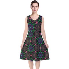 Backgrounds Pattern Wallpaper Color V-Neck Midi Sleeveless Dress 