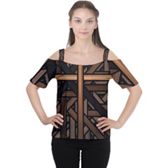 Fractal Pattern Texture Design Cutout Shoulder Tee