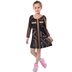 Fractal Pattern Texture Design Kids  Long Sleeve Velvet Dress