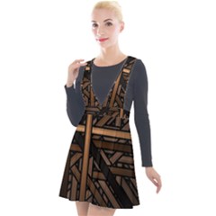 Fractal Pattern Texture Design Plunge Pinafore Velour Dress