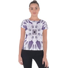 Fractal Floral Pattern Decorative Short Sleeve Sports Top  by Pakrebo