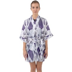 Fractal Floral Pattern Decorative Quarter Sleeve Kimono Robe by Pakrebo