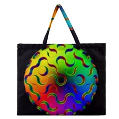 Ball Sphere Digital Art Fractals Zipper Large Tote Bag by Pakrebo