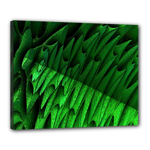 Fractal Rendering Background Green Canvas 20  X 16  (stretched) by Pakrebo