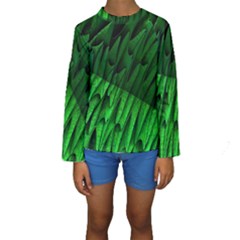 Fractal Rendering Background Green Kids  Long Sleeve Swimwear by Pakrebo