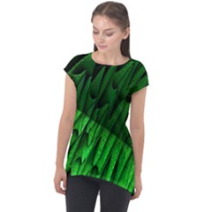 Fractal Rendering Background Green Cap Sleeve High Low Top by Pakrebo