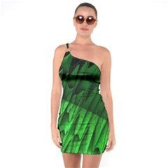 Fractal Rendering Background Green One Soulder Bodycon Dress by Pakrebo