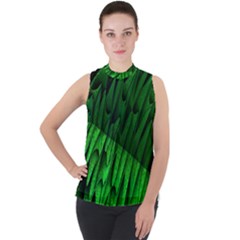 Fractal Rendering Background Green Mock Neck Chiffon Sleeveless Top by Pakrebo