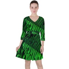 Fractal Rendering Background Green Ruffle Dress by Pakrebo