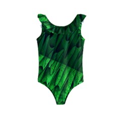 Fractal Rendering Background Green Kids  Frill Swimsuit by Pakrebo