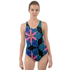 Ornament Digital Color Colorful Cut-out Back One Piece Swimsuit by Pakrebo