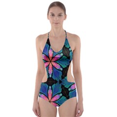 Ornament Digital Color Colorful Cut-out One Piece Swimsuit by Pakrebo