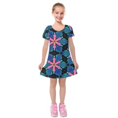 Ornament Digital Color Colorful Kids  Short Sleeve Velvet Dress by Pakrebo