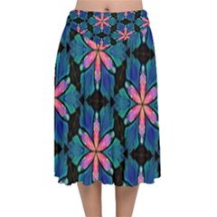 Ornament Digital Color Colorful Velvet Flared Midi Skirt by Pakrebo