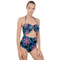 Ornament Digital Color Colorful Scallop Top Cut Out Swimsuit by Pakrebo