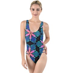 Ornament Digital Color Colorful High Leg Strappy Swimsuit by Pakrebo